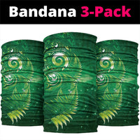 Aotearoa New Zealand New Year Neck Gaiter Tribal Koru Tattoo Green Galaxy Maori Silver Fern LT03 package One Size: 25*50cm Green - Polynesian Pride