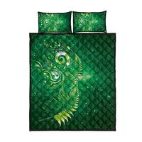 Aotearoa New Zealand New Year Quilt Bed Set Tribal Koru Tattoo Green Galaxy Maori Silver Fern LT03 - Polynesian Pride