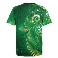 Aotearoa New Zealand New Year Rugby Jersey Tribal Koru Tattoo Green Galaxy Maori Silver Fern LT03 - Polynesian Pride