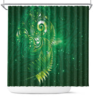 Aotearoa New Zealand New Year Shower Curtain Tribal Koru Tattoo Green Galaxy Maori Silver Fern LT03 Green - Polynesian Pride