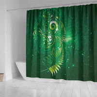 Aotearoa New Zealand New Year Shower Curtain Tribal Koru Tattoo Green Galaxy Maori Silver Fern LT03 - Polynesian Pride