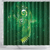 Aotearoa New Zealand New Year Shower Curtain Tribal Koru Tattoo Green Galaxy Maori Silver Fern LT03 - Polynesian Pride