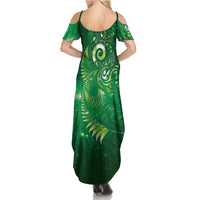 Aotearoa New Zealand New Year Summer Maxi Dress Tribal Koru Tattoo Green Galaxy Maori Silver Fern LT03 - Polynesian Pride