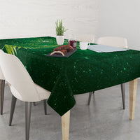 Aotearoa New Zealand New Year Tablecloth Tribal Koru Tattoo Green Galaxy Maori Silver Fern