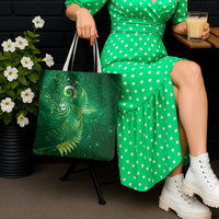 Aotearoa New Zealand New Year Tote Bag Tribal Koru Tattoo Green Galaxy Maori Silver Fern LT03 - Polynesian Pride