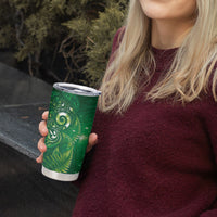 Aotearoa New Zealand New Year Tumbler Cup Tribal Koru Tattoo Green Galaxy Maori Silver Fern LT03 - Polynesian Pride