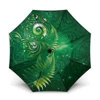 Aotearoa New Zealand New Year Umbrella Tribal Koru Tattoo Green Galaxy Maori Silver Fern LT03 One Size Folded 11.42 inch Opened Diameter 37.4 inch Green - Polynesian Pride