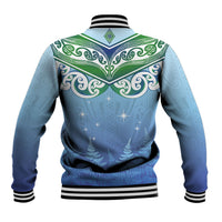 Aotearoa New Zealand New Year Baseball Jacket Maori Motifs with Silver Fern and Matariki Stars LT03 - Polynesian Pride