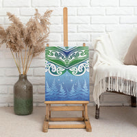 Aotearoa New Zealand New Year Canvas Wall Art Maori Motifs with Silver Fern and Matariki Stars LT03 - Polynesian Pride