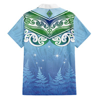 Aotearoa New Zealand New Year Family Matching Off Shoulder Short Dress and Hawaiian Shirt Maori Motifs with Silver Fern and Matariki Stars LT03 - Polynesian Pride