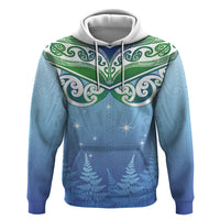 Aotearoa New Zealand New Year Hoodie Maori Motifs with Silver Fern and Matariki Stars LT03 Pullover Hoodie Multicolor - Polynesian Pride