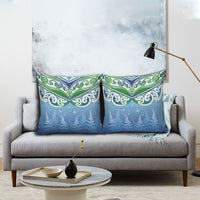 Aotearoa New Zealand New Year Pillow Cover Maori Motifs with Silver Fern and Matariki Stars LT03 - Polynesian Pride