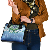 Aotearoa New Zealand New Year Shoulder Handbag Maori Motifs with Silver Fern and Matariki Stars LT03 - Polynesian Pride