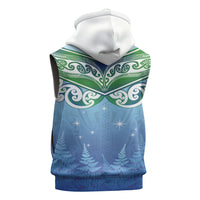 Aotearoa New Zealand New Year Sleeveless Zip Hoodie Maori Motifs with Silver Fern and Matariki Stars LT03 - Polynesian Pride