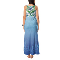 Aotearoa New Zealand New Year Tank Maxi Dress Maori Motifs with Silver Fern and Matariki Stars LT03 - Polynesian Pride