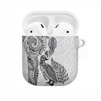 Aotearoa Moko Tribal Tattoo AirPods Case New Zealand Maori Penguin and Fantail White Color LT03 White - Polynesian Pride