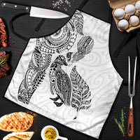 Aotearoa Moko Tribal Tattoo Apron New Zealand Maori Penguin and Fantail White Color LT03 White - Polynesian Pride