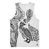 Aotearoa Moko Tribal Tattoo Basketball Jersey New Zealand Maori Penguin and Fantail White Color LT03 Unisex White - Polynesian Pride