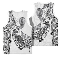 Aotearoa Moko Tribal Tattoo Basketball Jersey New Zealand Maori Penguin and Fantail White Color LT03 - Polynesian Pride