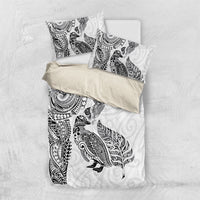 Aotearoa Moko Tribal Tattoo Bedding Set New Zealand Maori Penguin and Fantail White Color LT03 US Twin 172cm x 218cm White - Polynesian Pride