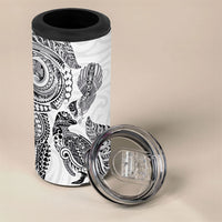 Aotearoa Moko Tribal Tattoo 4 in 1 Can Cooler Tumbler New Zealand Maori Penguin and Fantail White Color LT03 - Polynesian Pride