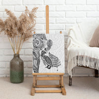 Aotearoa Moko Tribal Tattoo Canvas Wall Art New Zealand Maori Penguin and Fantail White Color LT03 - Polynesian Pride