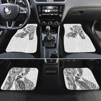Aotearoa Moko Tribal Tattoo Car Mats New Zealand Maori Penguin and Fantail White Color LT03 Set 4pcs White - Polynesian Pride