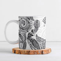 Aotearoa Moko Tribal Tattoo Ceramic Mug New Zealand Maori Penguin and Fantail White Color LT03 White - Polynesian Pride