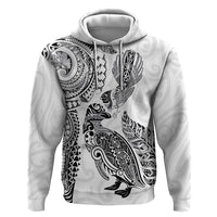 Aotearoa Moko Tribal Tattoo Hoodie New Zealand Maori Penguin and Fantail White Color LT03 Pullover Hoodie White - Polynesian Pride