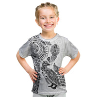 Aotearoa Moko Tribal Tattoo Kid T Shirt New Zealand Maori Penguin and Fantail White Color LT03 White - Polynesian Pride