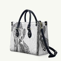 Aotearoa Moko Tribal Tattoo Leather Bag New Zealand Maori Penguin and Fantail White Color LT03 White - Polynesian Pride