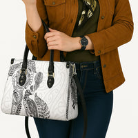 Aotearoa Moko Tribal Tattoo Leather Bag New Zealand Maori Penguin and Fantail White Color LT03 - Polynesian Pride