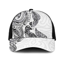 Aotearoa Moko Tribal Tattoo Mesh Trucker Cap New Zealand Maori Penguin and Fantail White Color LT03 One Size Black White - Polynesian Pride
