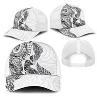 Aotearoa Moko Tribal Tattoo Mesh Trucker Cap New Zealand Maori Penguin and Fantail White Color LT03 - Polynesian Pride