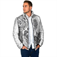 Aotearoa Moko Tribal Tattoo Padded Jacket New Zealand Maori Penguin and Fantail White Color LT03 - Polynesian Pride