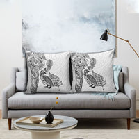 Aotearoa Moko Tribal Tattoo Pillow Cover New Zealand Maori Penguin and Fantail White Color LT03 - Polynesian Pride