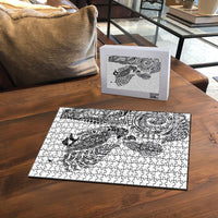 Aotearoa Moko Tribal Tattoo Puzzle New Zealand Maori Penguin and Fantail White Color LT03 - Polynesian Pride