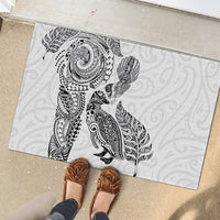 Aotearoa Moko Tribal Tattoo Rubber Doormat New Zealand Maori Penguin and Fantail White Color LT03 - Polynesian Pride