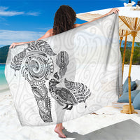 Aotearoa Moko Tribal Tattoo Sarong New Zealand Maori Penguin and Fantail White Color LT03 One Size 44 x 66 inches White - Polynesian Pride