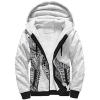 Aotearoa Moko Tribal Tattoo Sherpa Hoodie New Zealand Maori Penguin and Fantail White Color LT03 Unisex White - Polynesian Pride