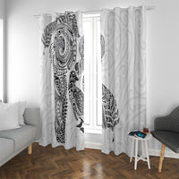 Aotearoa Moko Tribal Tattoo Window Curtain New Zealand Maori Penguin and Fantail White Color LT03 With Grommets White - Polynesian Pride