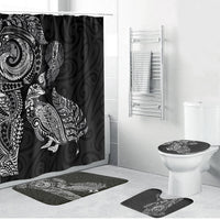 Aotearoa Moko Tribal Tattoo Bathroom Set New Zealand Maori Penguin and Fantail Black Color LT03 Bathroom Set (4 pcs) Black - Polynesian Pride
