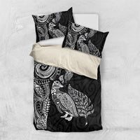 Aotearoa Moko Tribal Tattoo Bedding Set New Zealand Maori Penguin and Fantail Black Color LT03 US Twin 172cm x 218cm Black - Polynesian Pride