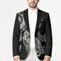Aotearoa Moko Tribal Tattoo Blazer New Zealand Maori Penguin and Fantail Black Color LT03 - Polynesian Pride
