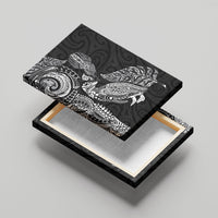 Aotearoa Moko Tribal Tattoo Canvas Wall Art New Zealand Maori Penguin and Fantail Black Color LT03 - Polynesian Pride