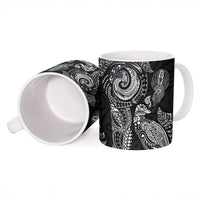 Aotearoa Moko Tribal Tattoo Ceramic Mug New Zealand Maori Penguin and Fantail Black Color LT03 - Polynesian Pride