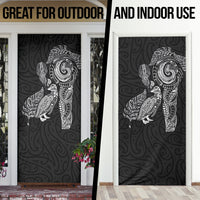 Aotearoa Moko Tribal Tattoo Door Cover New Zealand Maori Penguin and Fantail Black Color LT03 - Polynesian Pride