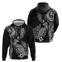 Aotearoa Moko Tribal Tattoo Hoodie New Zealand Maori Penguin and Fantail Black Color LT03 - Polynesian Pride