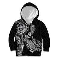 Aotearoa Moko Tribal Tattoo Kid Hoodie New Zealand Maori Penguin and Fantail Black Color LT03 Hoodie Black - Polynesian Pride