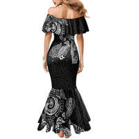 Aotearoa Moko Tribal Tattoo Mermaid Dress New Zealand Maori Penguin and Fantail Black Color LT03 - Polynesian Pride